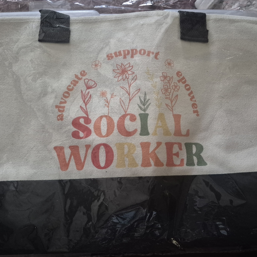 Social Worker Canvas Tote Bag - Black and Multicolor